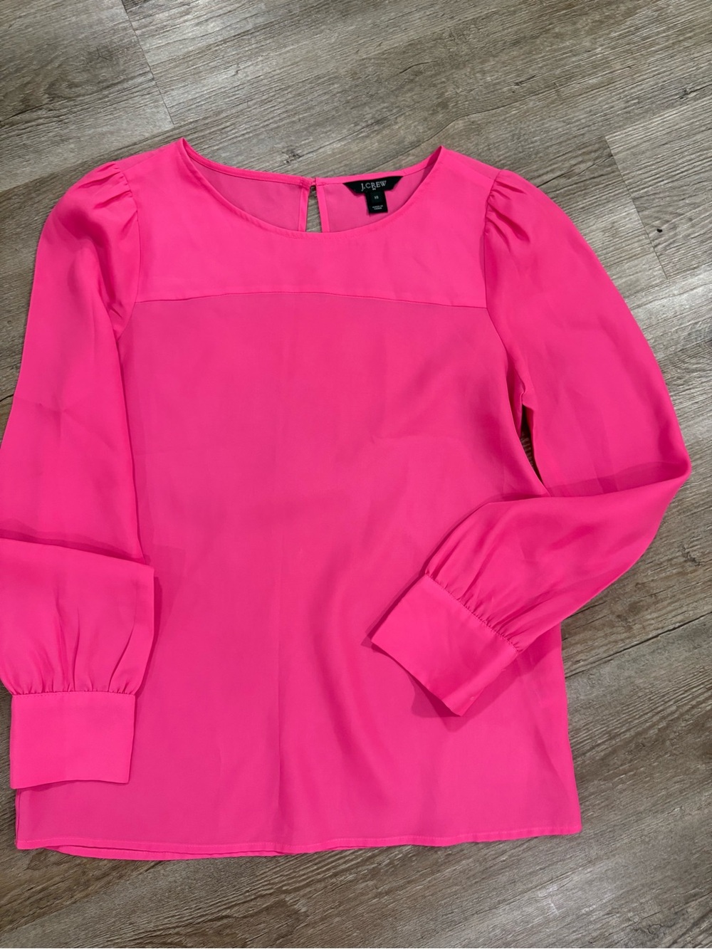J. Crew Hot Pink Long-Sleeve Blouse
